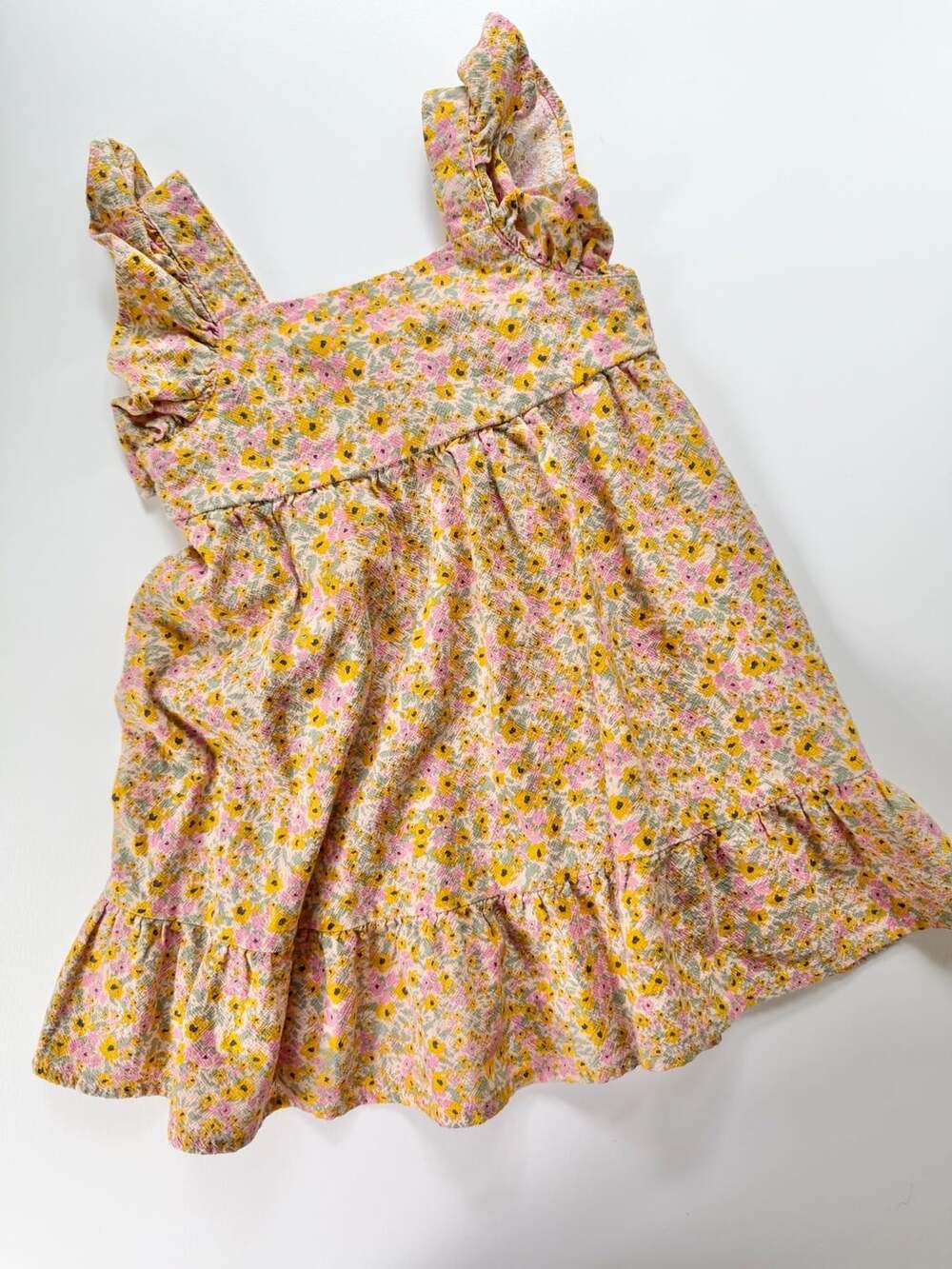 Cat & Jack Golden Yellow and Pink Floral Dress 2T